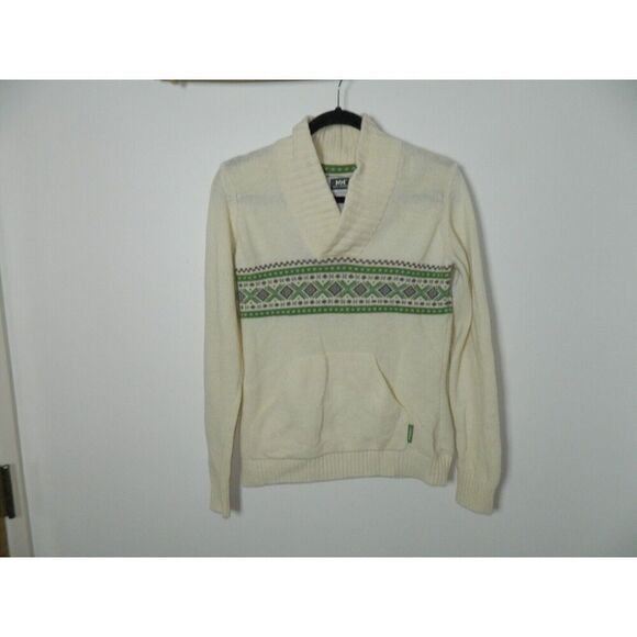 Helly Hansen Sweater Size Small Ivory Green Fair Isle Wool Knit - Picture 8 of 11